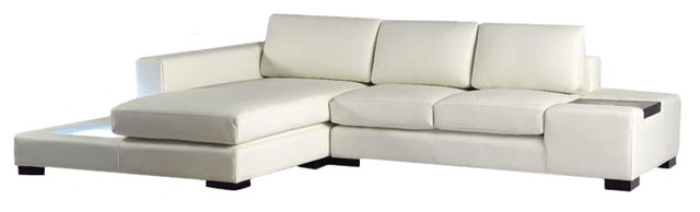 Divani Casa T35 Mini Modern Leather Sectional Sofa With Light Divani Casa T35 Mini Modern Leather Sectional Sofa With Light White