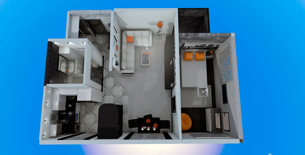 Дизайн-проект квартиры 40кв.м., перепланировка.