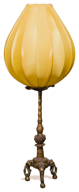 Tang Brass Table Lantern With Silk Shade