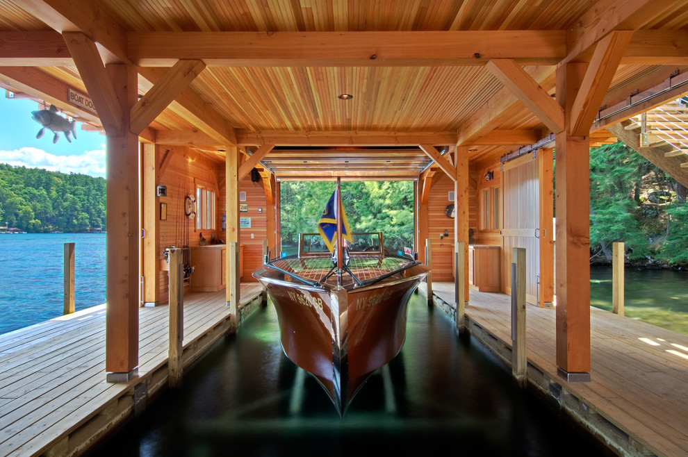 Photo of a country boathouse in New York.