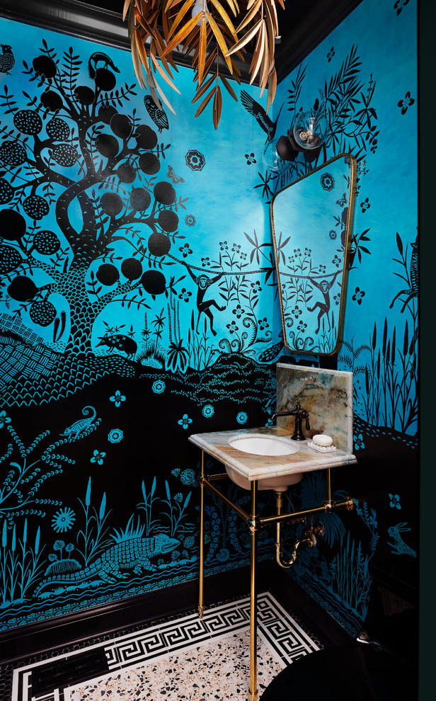 Powder room - eclectic powder room idea in Chicago