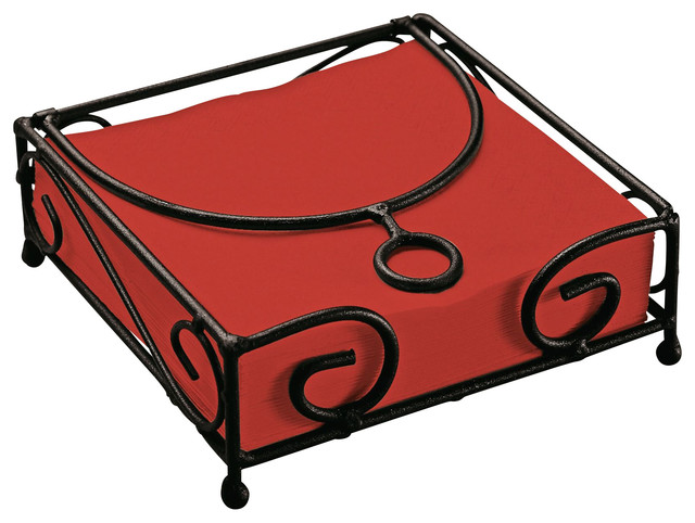 Metal Flat 7 Square Luncheon Napkin Holder Black Traditional Metal Flat 7 Square Luncheon Napkin Holder Black