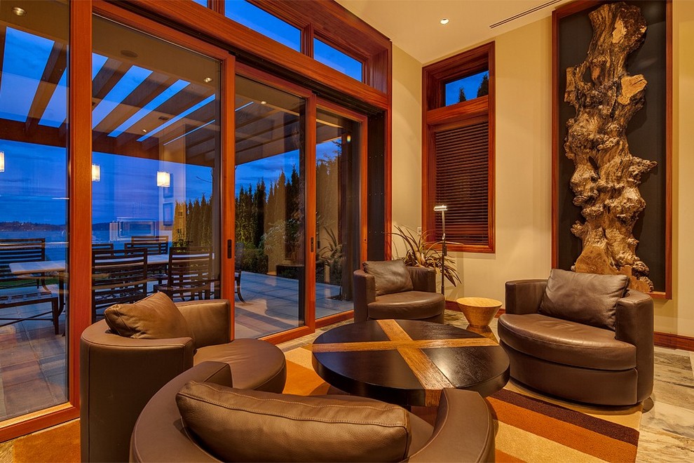 Contemporary family room in Seattle.