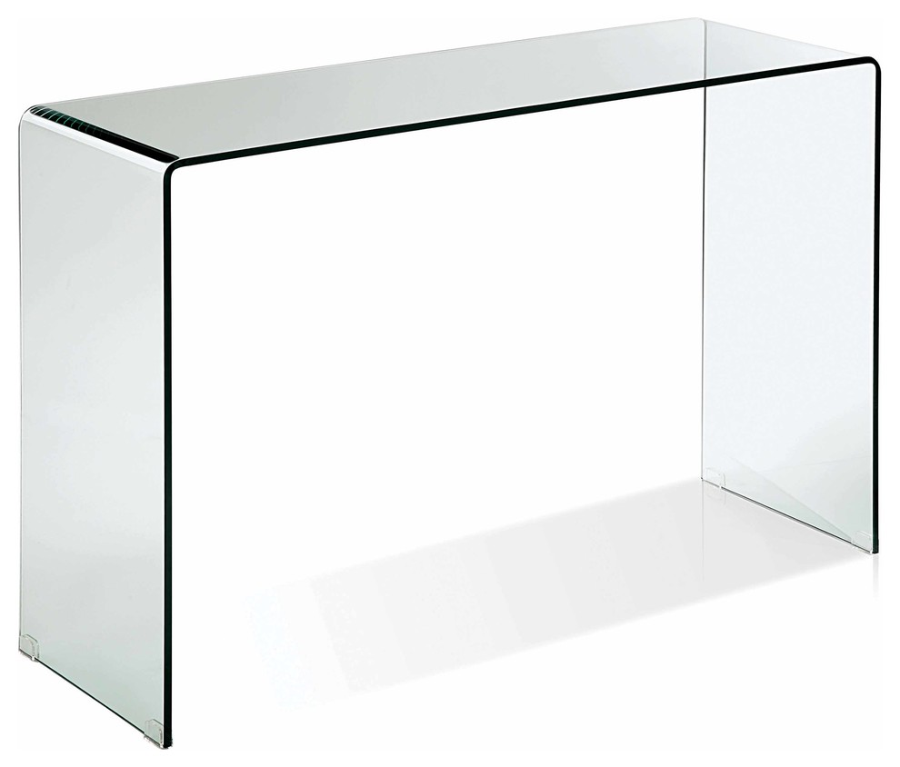 solid glass console table