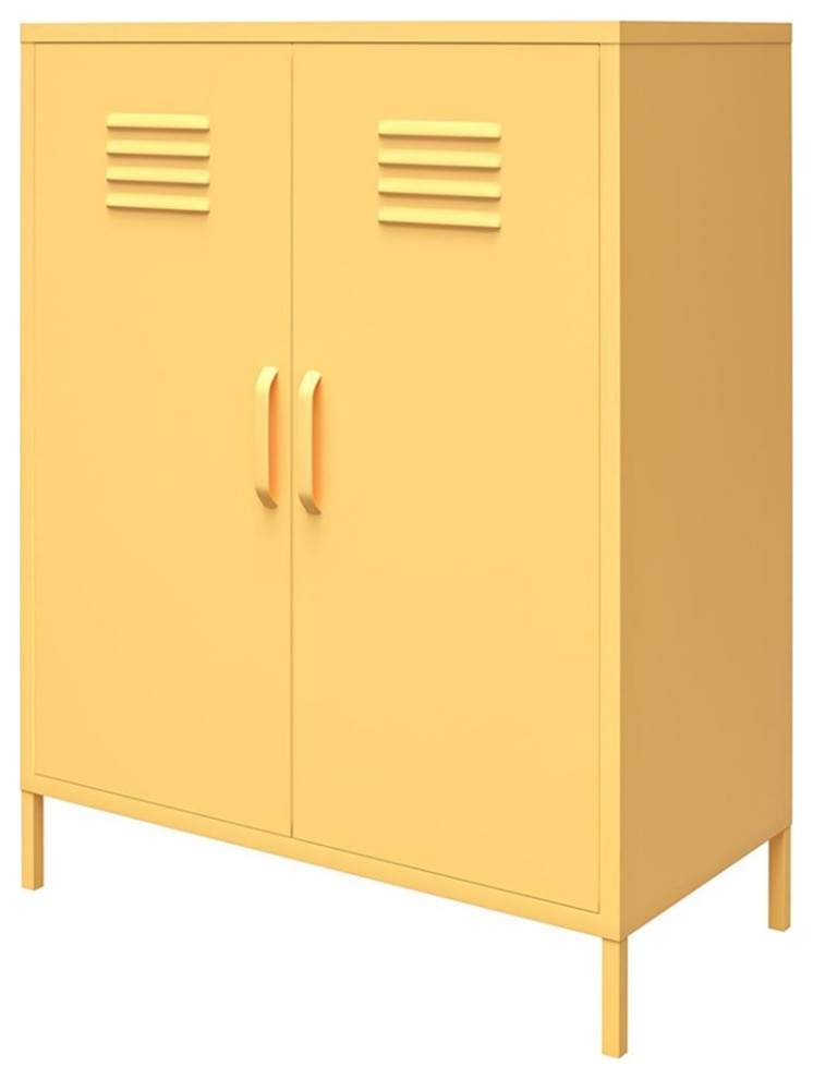 Pemberly Row Modern 2 Door Metal Locker Storage in Yellow