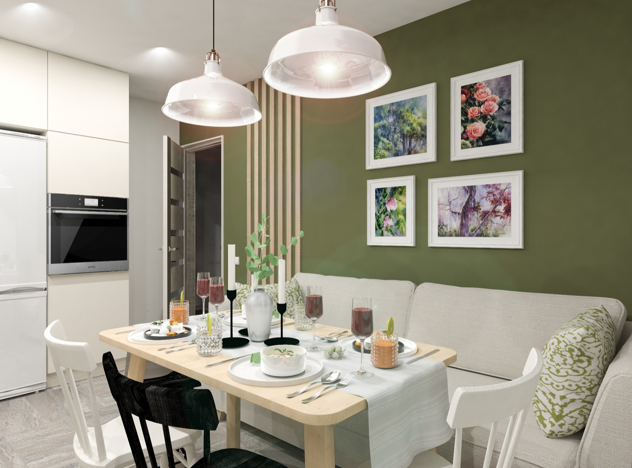 Очаровательная кухня-столовая.