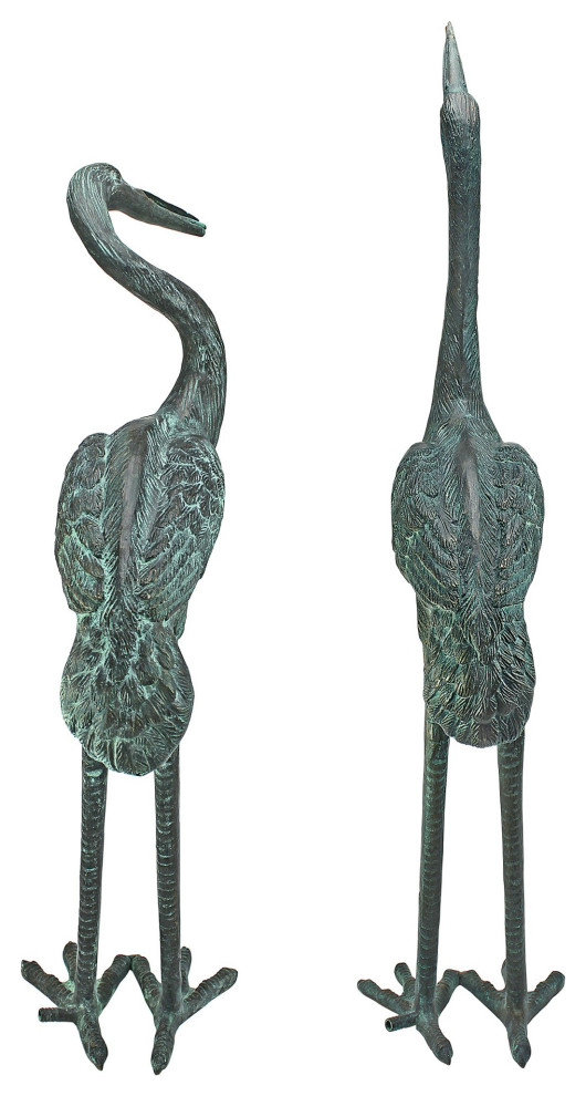 Bronze Crane Sculptures, Set of 2, Medium