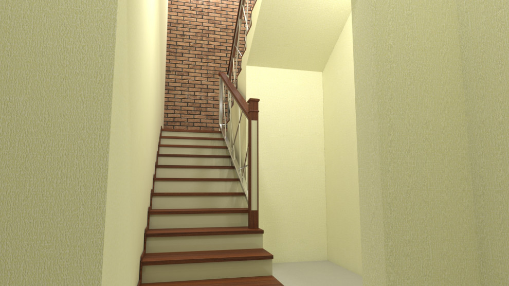 Лестница с металлическим ограждением