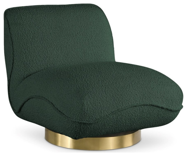 Maklaine Contemporary Green Boucle Fabric Swivel Accent Chair - Contemporary - Armchairs And ...