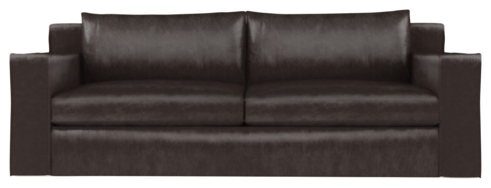 Mulberry 8' Vintage Leather Sofa, Chocolate, Extra Deep