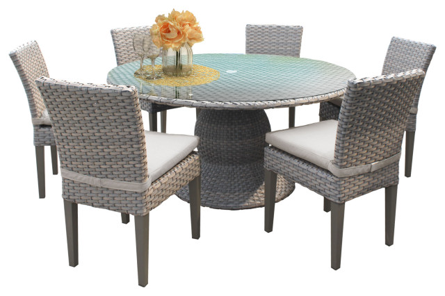 Florence 60 Outdoor Patio Dining Table, Round Gray Dining Table For 6