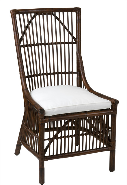 East At Main's Worthington Brown Square Rattan Dining Chair - Tropical