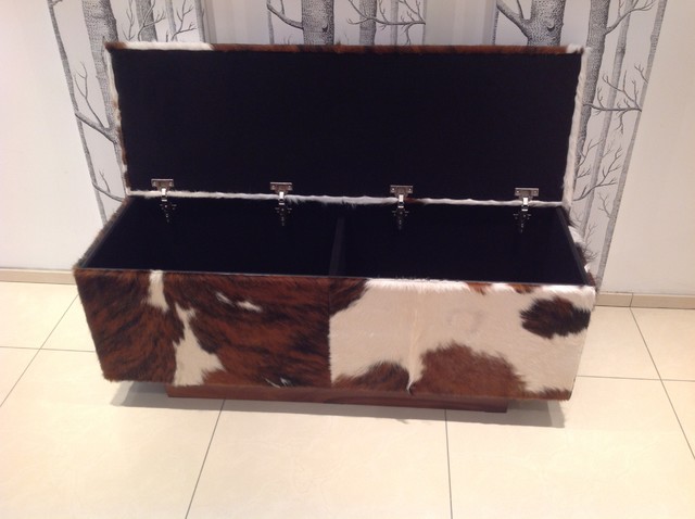 Cowhide Bench With Storage Contemporary Dining Room