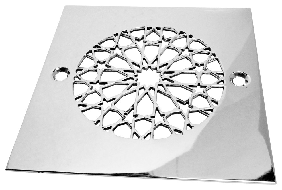 Square Shower Drain Cover, Moresque No. 2 Design by Designer Drains