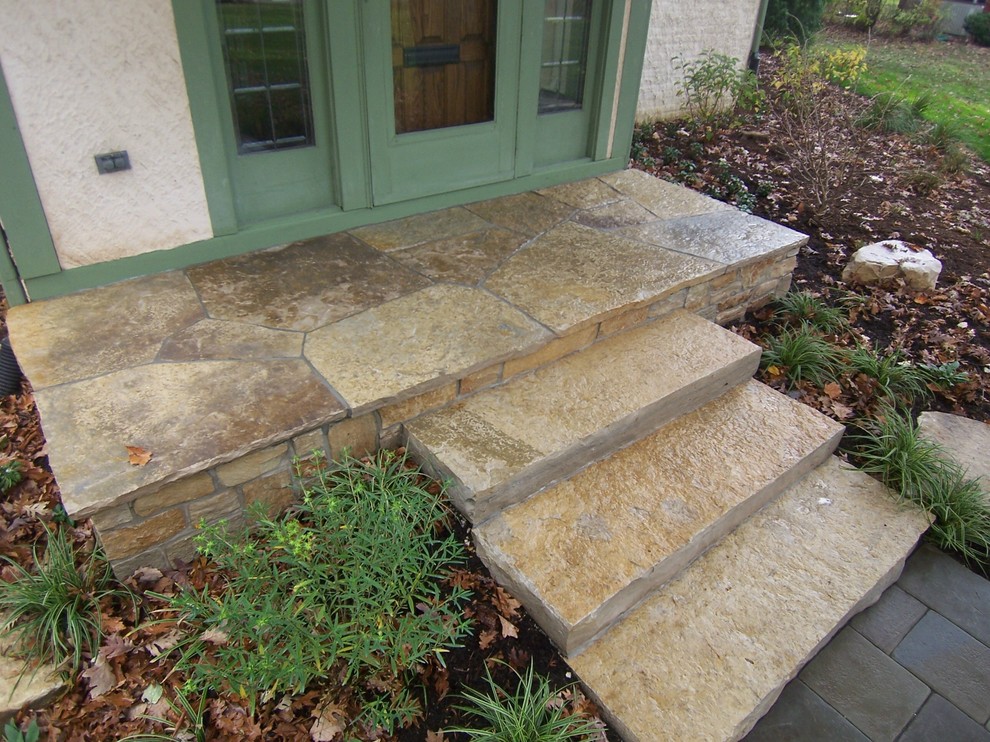 Front door - mid-sized rustic front door idea in Chicago with a medium wood front door