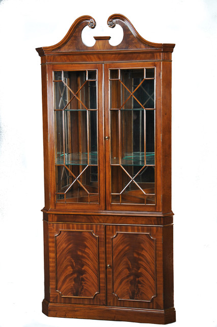 Large Mahogany Corner Cabinet Traditional China Cabinets And