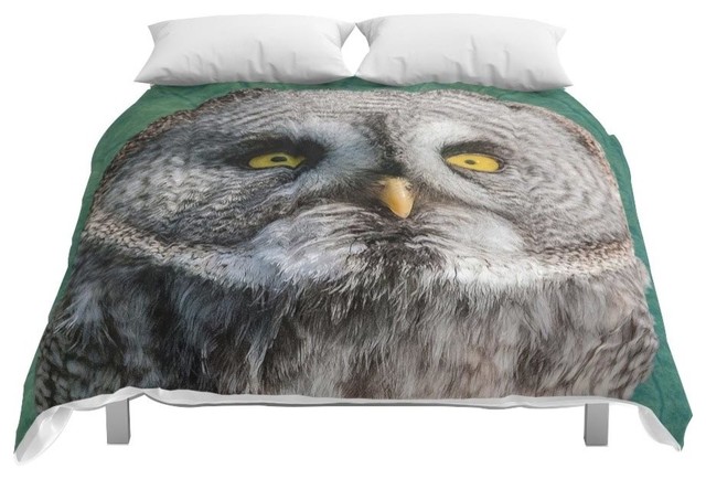 Society6 Grey Owl Comforter Rustic Comforters And Comforter
