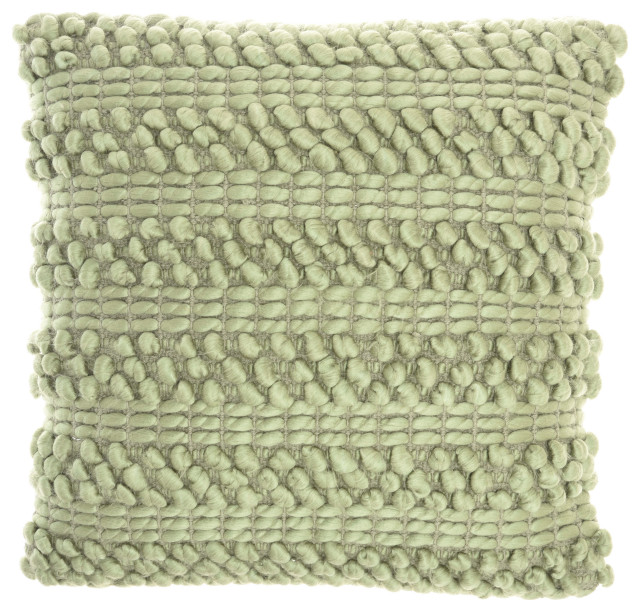 Mina Victory Life Styles Woven Stripes 17"X17" Sage Indoor Throw Pillow