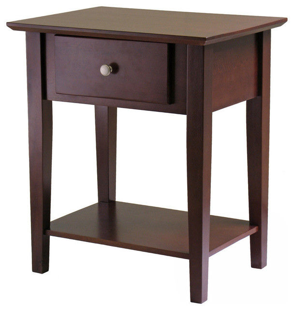 Winsome Shaker Nightstand With Drawer In Antique Walnut Finish Transitional Nightstands And Bedside Tables By Gwg Outlet