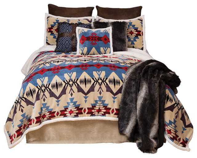 Piece Sherpa Fleece Bedding Set, Southwest Queen Bedding