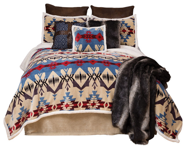 Carstens Blue River Southwestern 3 Piece Sherpa Fleece Bedding Set Carstens Blue River Southwestern 3 Piece Sherpa Fleece Bedding Set Twin