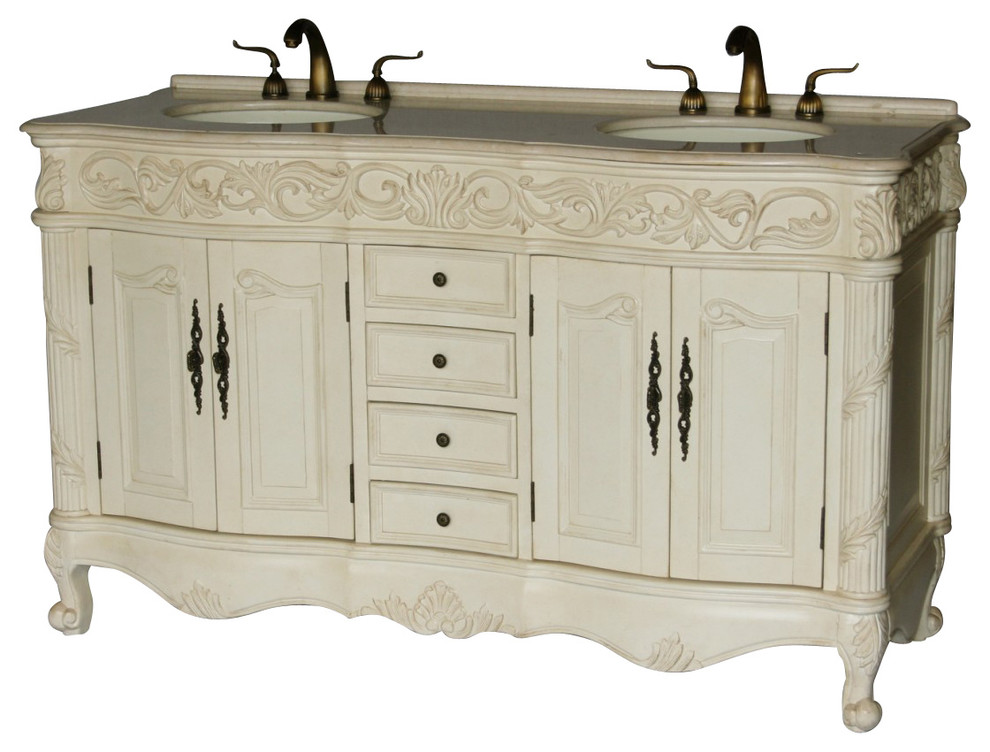60" Antique Style Double Sink Bathroom Vanity Model 7760-261 BE