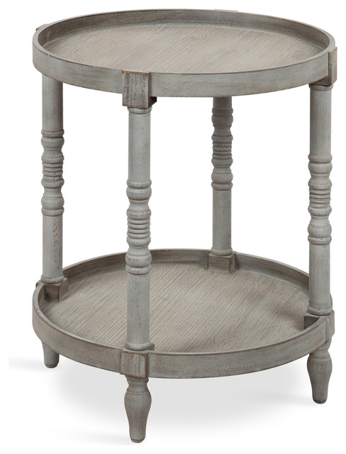 Bellport Round Wood Side Table With Shelf Gray 20 X20 X24 Farmhouse Side Tables And End Tables By Uniek Inc