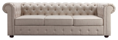 Garcia Deep Hand-Tufting Rolled-Arm Sofa, Beige
