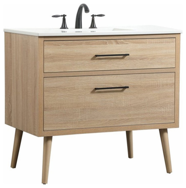 Elegant Decor Boise 36" Aluminum MDF Single Bathroom Vanity in Mango