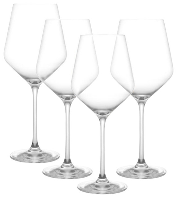 Layla Crystal White Wine Glasses 13.5 oz, Set of 4 Contemporary