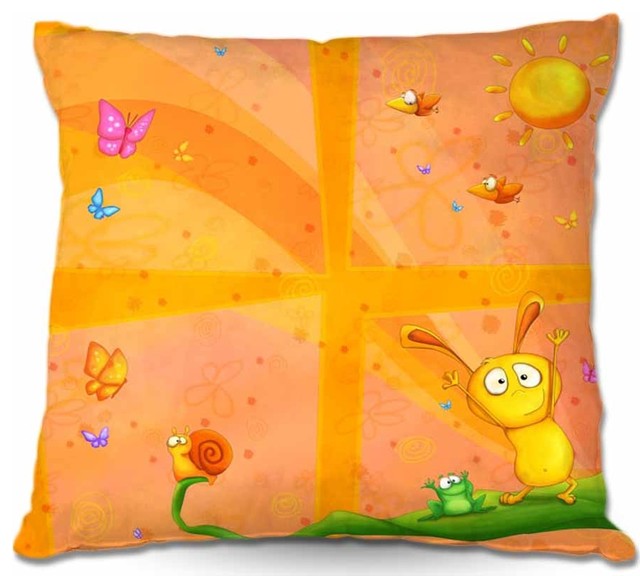 Happy Baby orange Outdoor Pillow, 18"x18"