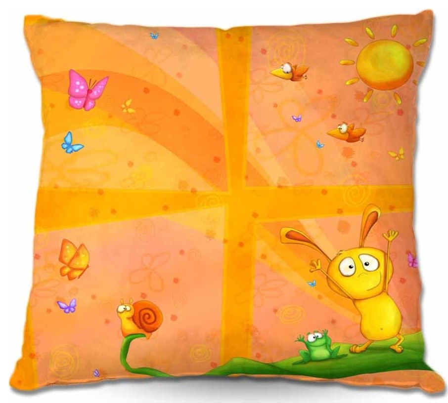 Happy Baby orange Outdoor Pillow, 18"x18"