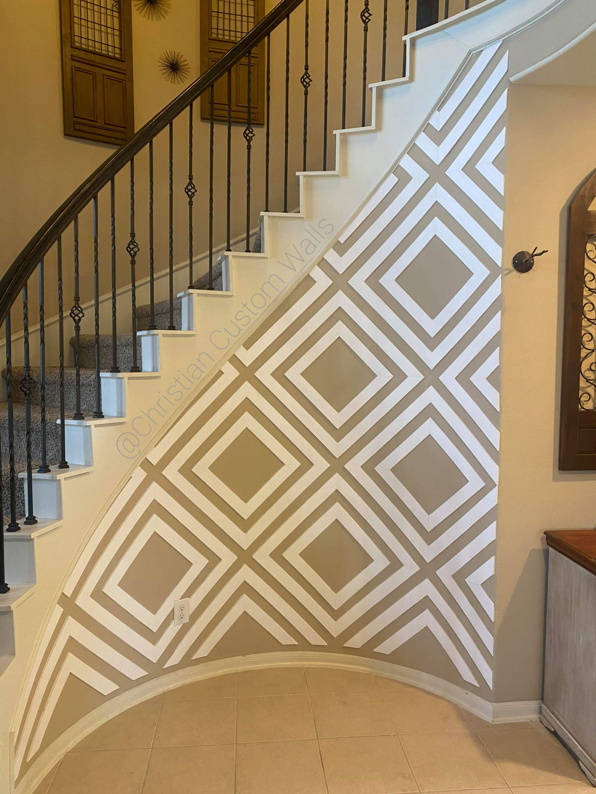 Accent Wall Designs On Curved Staircase