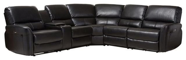 Amaris Bonded Leather 5 Piece Power Reclining Sectional With Usb Ports Contemporary Sofas By Baxton Studio Houzz Amaris Bonded Leather 5 Piece Power, Bonded Leather Sectional Sofa
