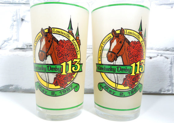 Vintage Kentucky Derby Glasses by Moonlight Decorator