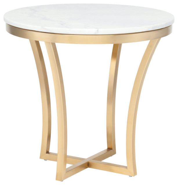Aurora White Stone Side Table, HGSX152