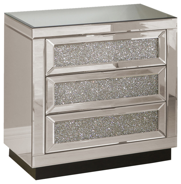 Mirrored Bedside Table With Drawers