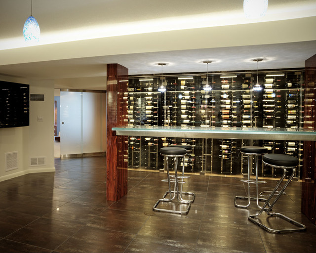Modern Wine Cellar Wichita Wine Cellar Storage Room & Glass Bar Countertop contemporary-wine-cellar