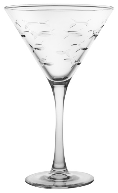School Of Fish Martini Beach Style Wine And Bar Tools By Rolf School Of Fish Martini Clear 7 5x4 75 Gl Beach Style