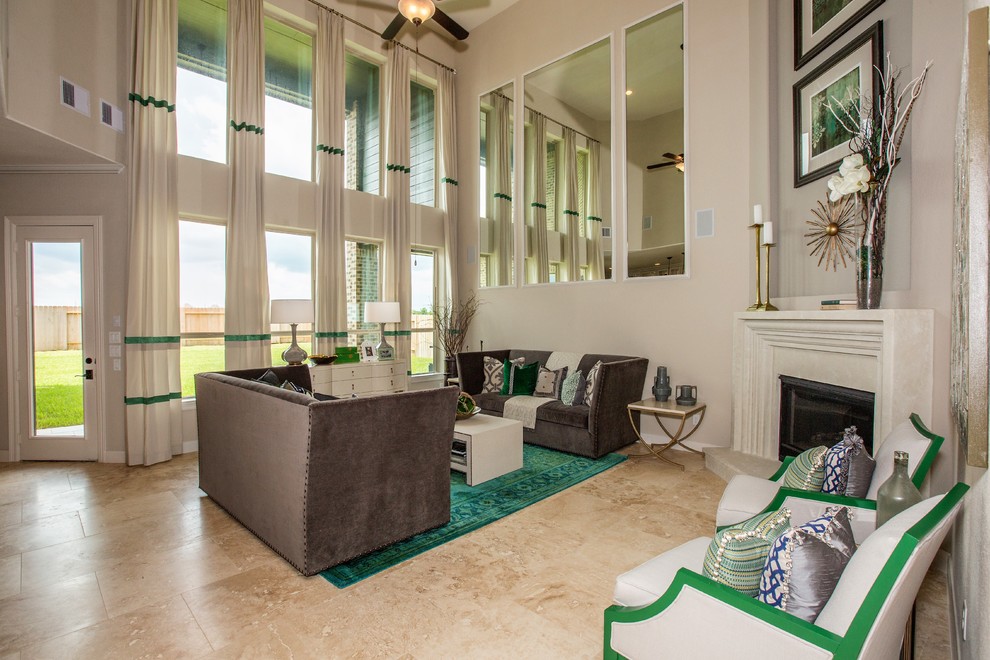 This is an example of a contemporary family room in Houston.