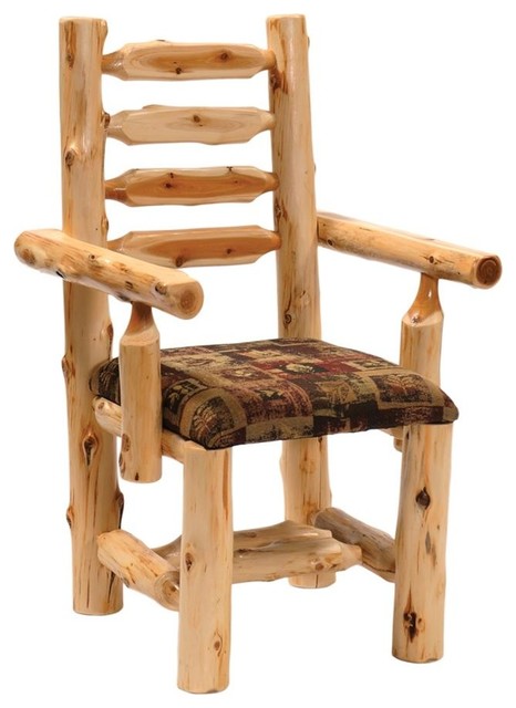 Cedar Upholstered Log Arm Chair (New Stripe)