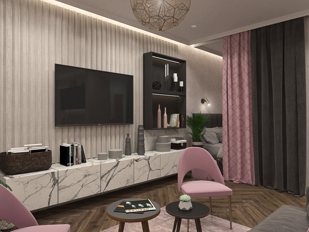 Прихожая с гостиной в однокомнатной квартире