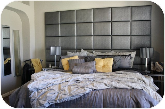 Wall Of Upholstered Panels Contemporary Bedroom