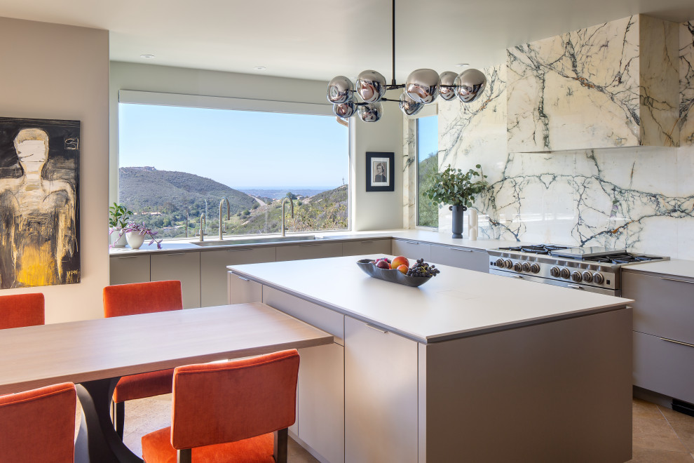 Example of a minimalist kitchen design in San Diego