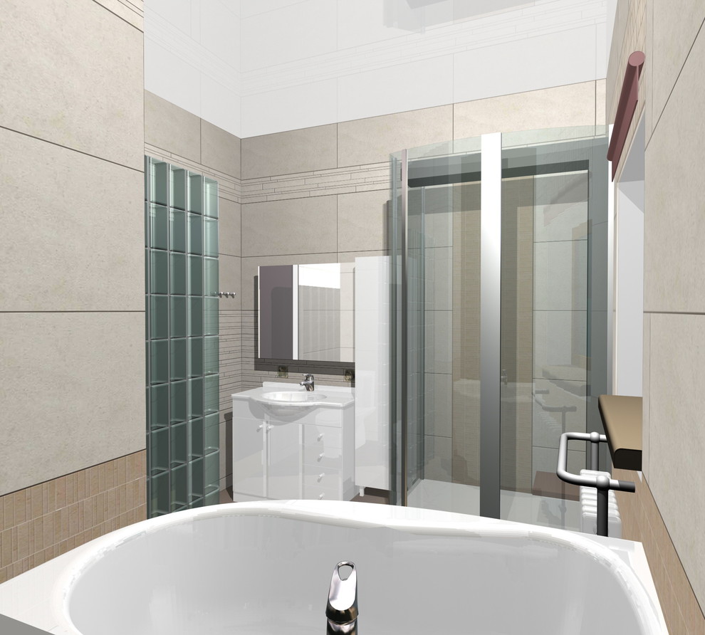 санузел с ванной и кабиной