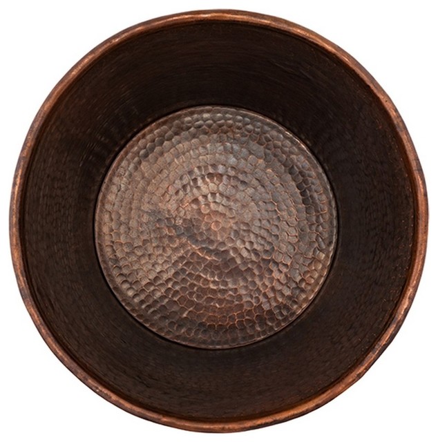 Hand Hammered Copper Waste Bin, Trash Can Traditional Trash Cans