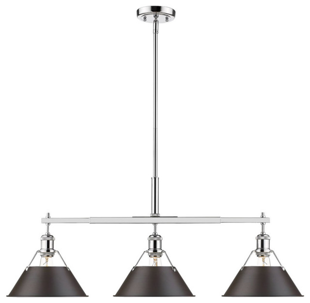Golden Lighting 3306-FM CH-RBZ One Light Flush Mount Chrome//Bronze