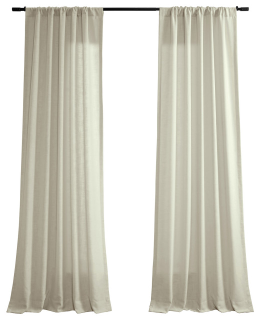 Light Tan Classic Faux Linen Curtain Single Panel, 50W x 108L