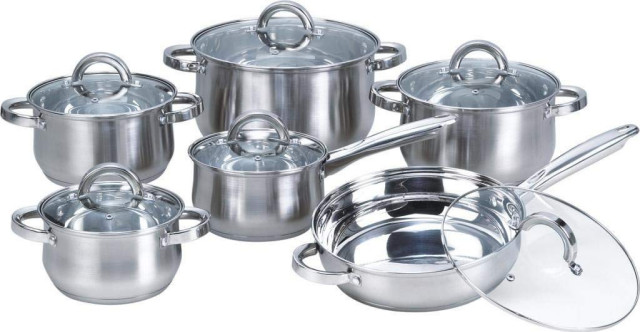 Heim Concept 12-Piece Stainless Steel Cookware Sets With Glass Lid