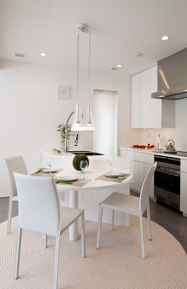 Inspiration for a modern kitchen in Miami with stainless steel appliances.